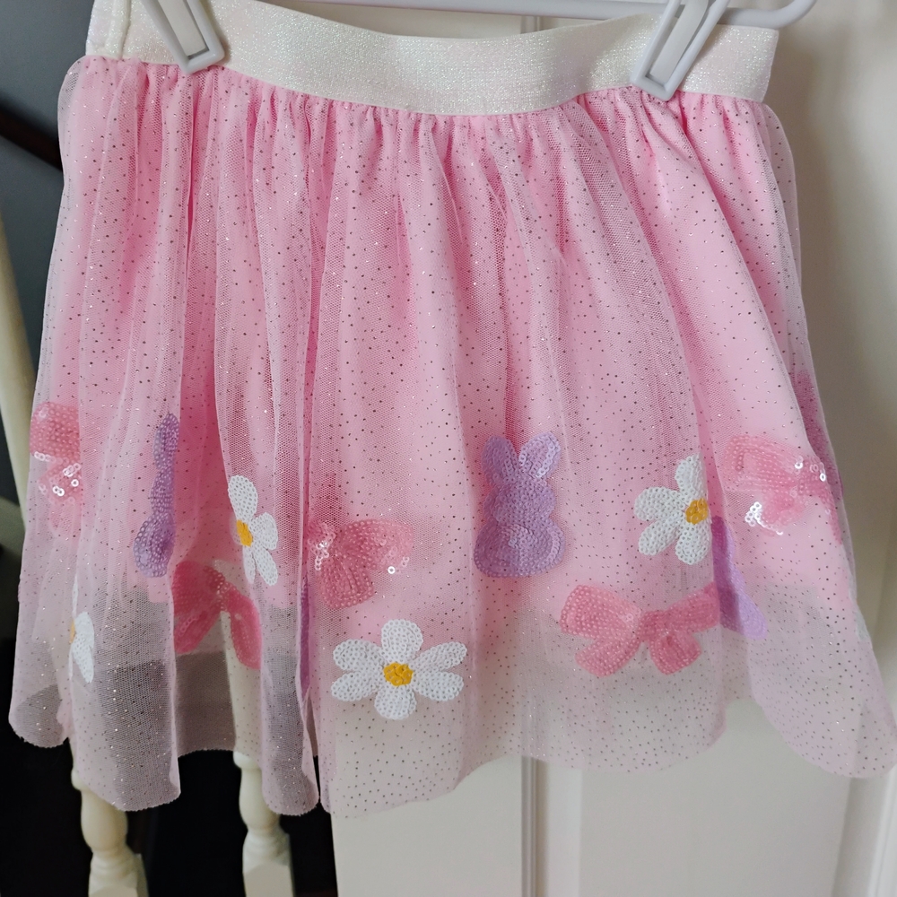 Pink Floral Tulle Skirt